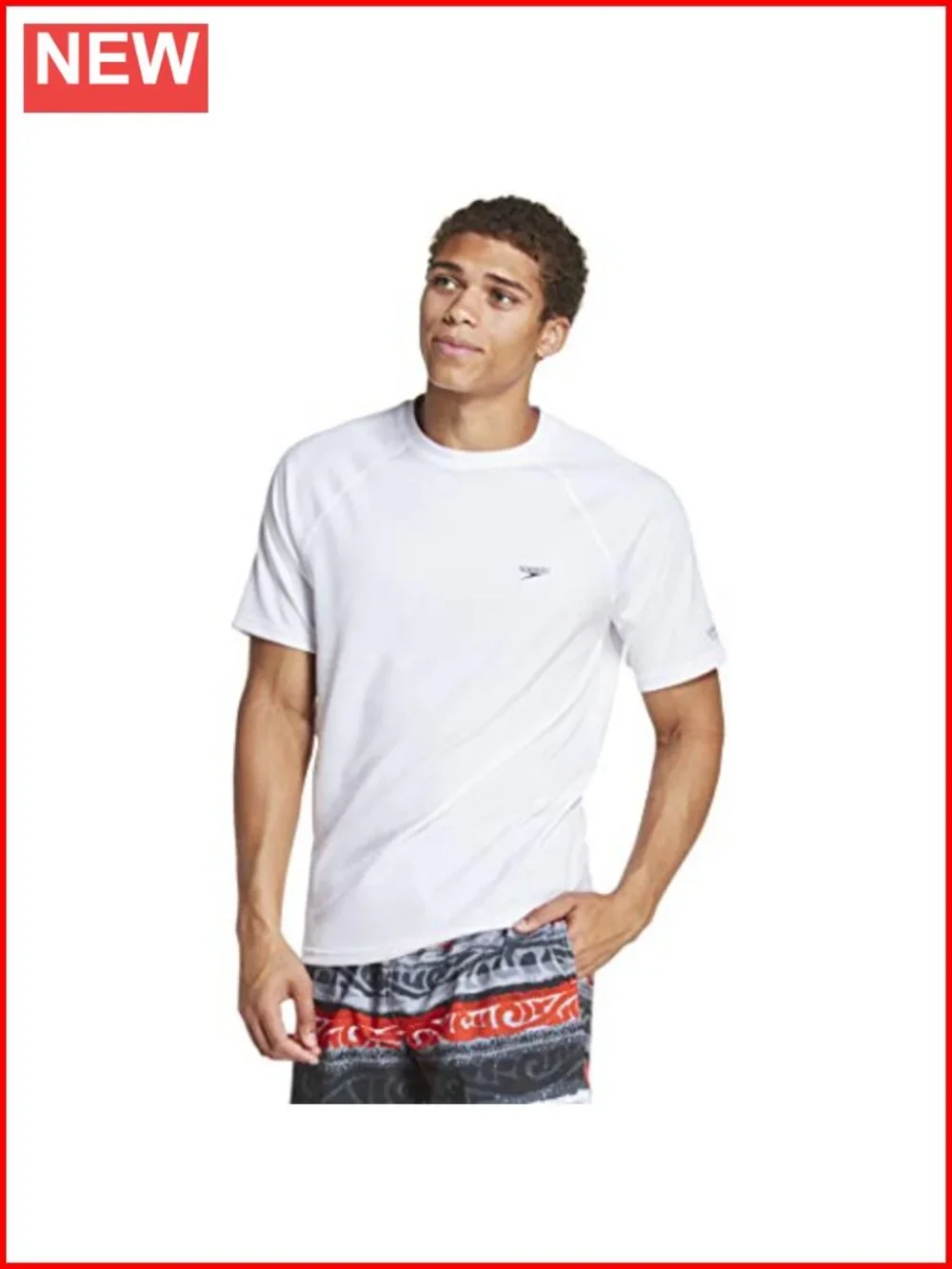 Men's UPF 50+ Rash Guard Swim Shirt Short Sleeve Regular Fit